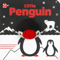 Little Penguin (Happy Fox Books) Finger Puppet Board Book with High-Contrast Art in Black, White, and Red Designed Specifically for Babies; Soft Plush Puppet, Die-Cut Elements, and Rounded Corners 1641241276 Book Cover