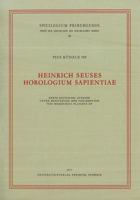 Heinrich Seuses Horologium Sapientiae: Erste Kritische Ausgabe Unter Benutzung Der Vorarbeiten Von Dominikus Planzer Op 3402135442 Book Cover
