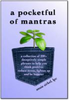 A Pocketful of Mantras: A collection of 300+ deceptively simple phrases to help you think positive, reduce stress, lighten up and be happier 0988710706 Book Cover