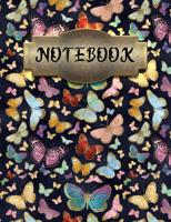 Notebook: Pretty Butterfly Pattern Wide Ruled 1 Subject Composition Book 1077816243 Book Cover
