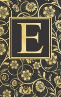 E: Beautiful Initial Monogram Letter E Fancy Journal Notebook Gorgeous Personalized Medium Lined Journal & Diary for Writing & Note Taking for Girls and Women Black Grey and Gold Floral Print 1695405773 Book Cover