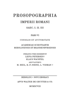 Prosopographia Imperii Romani Ser. (P), Vol. 6 3110150484 Book Cover