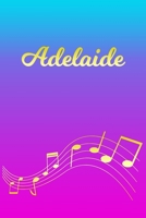 Adelaide: Sheet Music Note Manuscript Notebook Paper - Pink Blue Gold Personalized Letter A Initial Custom First Name Cover - Musician Composer Instrument Composition Book - 12 Staves a Page Staff Lin 1706581475 Book Cover