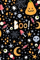 Boo!: Lined Writing Journal Notebook - Halloween Candy Scary Critter & Mushrooms Pattern - 120 pages - (6 x 9 inches) Halloween 1695363760 Book Cover