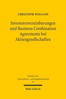 Investorenvereinbarungen Und Business Combination Agreements Bei Aktiengesellschaften 3161552733 Book Cover