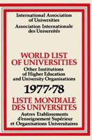 World List of Universities 1977-78 / Liste Mondiale Des Universites 1349034932 Book Cover