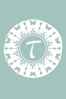 T: Initial T Monogram Notebook Journal Gift Pale blue Butterfly Circle design 1673356524 Book Cover