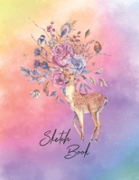 Sketchbook: Activity Sketch Book Watercolor Abstract Painting Instruction Large 8.5 x 11 Inches with 110 Pages (Deer Watercolor Canvas Cover) 1654919535 Book Cover
