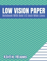 Low Vision Paper Notebook With Bold 1/2 Inch Wide Lines: A Big Blank Lined Book For Visually Impaired or Legally Blind People Teal Herringbone Pattern 1706549474 Book Cover
