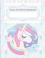 Draw And Write Notebook: Ice Cream & Unicorn Story Paper Notebook For Kids, Black & White Blank Handwriting & Sketch Notebook For Primary, Kindergarten, K-3rd, Story Space & Dotted Mid-Line Notebook 1676760253 Book Cover