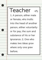 Teacher Appreciation Gift: Teacher Meaning - A Perfect Gift For Thank You Teacher, Year End Graduation (Inspriration Notebook For Teacher Gifts) 1093184868 Book Cover