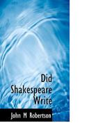 Did Shakespeare Write 0526317612 Book Cover