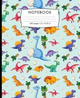 Notebook: Prehistoric colorful dino pattern Hand Writing Paper. 100 pages handwriting book 7.5 x 9.25 inches for practice writing. 1081347236 Book Cover