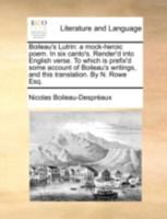 Le Lutrin: An Heroick Poem 1140696351 Book Cover