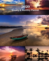 2020 Weekly and Monthly Planner: Sunsets by the Beach Collage - Monthly Calendar with U.S./UK/ Canadian/Christian/Jewish/Muslim Holidays- Calendar in Review/Notes 8 x 10 in.- Tropical Beach Vacation T 1692808575 Book Cover