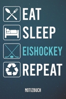 Eat Sleep Eishockey Notizbuch: A5 mit 110 linierten Seiten (German Edition) 1679860488 Book Cover