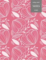 College Ruled Notes 110 Pages: Vintage Floral Notebook for Professionals and Students, Teachers and Writers - Pink Japanese Floral Pattern 1088569838 Book Cover