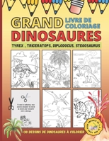 GRAND LIVRE DE COLORIAGE DINOSAURES: +30 Dessins de Dinosaures à Colorier : Livre pour Enfants de 5 à 10 ans B08M2H5LMV Book Cover