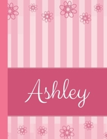 Ashley: Personalized Name College Ruled Notebook Pink Lines and Flowers 1086866177 Book Cover