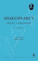 Shakespeare's Legal Language: A Dictionary (Athlone Shakespeare Dictionary Series) 0485115492 Book Cover