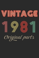 Vintage 1981 Original Parts: Retro Birthday Gift Notebook Blank Lined Journal 1670918467 Book Cover