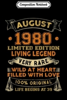 Composition Notebook: Retro Vintage August 1980 Vintage 39th birthday gift Journal/Notebook Blank Lined Ruled 6x9 100 Pages 1702195813 Book Cover