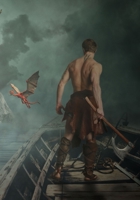 CUADERNO DE ROL: LIBRO PARA JUEGOS RPG O JDR (PAPEL CUADRICULADO, LINEADO Y HEXAGONAL) PARA LA CREACIÓN Y DISEÑO DE PERSONAJES, MAPAS, DIBUJOS Y ... DRAGÓN Y LUCHADOR EN BARCO. (Spanish Edition) 1696463173 Book Cover