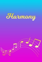 Harmony: Sheet Music Note Manuscript Notebook Paper Pink Blue Gold Personalized Letter H Initial Custom First Name Cover Musician Composer Instrument Composition Book 12 Staves a Page Staff Line Notep 1706634595 Book Cover