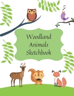 Woodland Animals Sketchbook Cute Cartoon Forst Animals Blank Journal 100 page: Owl, fox, rabbit, deer, birds, hedgehog, squirrel, sketch book for girls & boys 1708460209 Book Cover