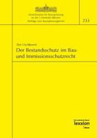 Der Bestandsschutz Im Bau- Und Immissionsschutzrecht 3939804320 Book Cover