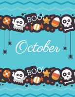 October: Boo boo Halloween blue cover and dotted pages, Extra large (8.5 x 11) inches, 110 pages, White paper (Boo boo Halloween blue notebook) 1689727578 Book Cover