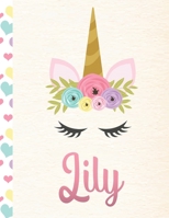 Lily: Personalized Unicorn Primary Handwriting Notebook For Girls With Pink Name Dotted Midline Handwriting Practice Paper Kindergarten to Early Childhood Grades K-2 Composition School Exercise Book 1695454804 Book Cover