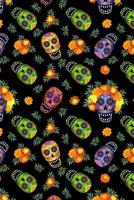 Day Of The Dead Pattern Sugar Skull Santa Muerte 29: Graph Paper 5x5 Notebook for Day Of The Dead Lovers 1099430232 Book Cover