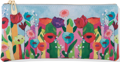 Brilliant Floral Pencil Pouch (accessory case, charger case, vegan leather)