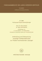 Entwicklung Und Untersuchung Neuartiger Indikatorelektroden Zur Titration Hochverdunnter Losungen 3531028960 Book Cover