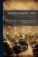 Announcement Volume 1920 - 1921 1173270876 Book Cover
