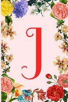 J: Cute Initial Monogram Pink and Flower Notebook /Journal For Women and Girls, Blank Lined Notebook, birthday gift 1660657962 Book Cover