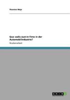 Quo vadis Just-in-Time in der Automobilindustrie? 3640833252 Book Cover