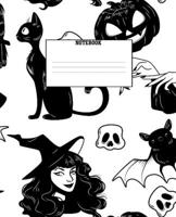 NoteBook: 7.5" x 9.25", 120 College Ruled Pages, Spooky Witch Themed Cover With Matte Finish For All Ages Kids And Adults 1697192734 Book Cover