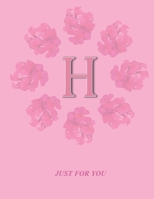 H: Monogram Initial H  Letter Ruled Notebook for Women,Girl and School, Pink Floral Cover 8.5'' x 11'', 100 pages B083XPM5X6 Book Cover