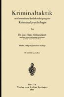 Kriminaltaktik Mit Besonderer Berucksichtigung Der Kriminalpsychologie 3642940978 Book Cover