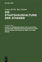 Verbesserungen Und Nachtr�ge Zu Den Drei B�nden Der Staatshaushaltung Der Athener Und Register �ber Alle Drei B�nde 3111237176 Book Cover