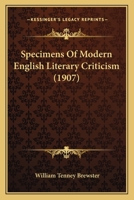 Specimens of Modern English Literary Criticism; 1164937901 Book Cover