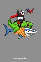 Fantasy Notebook: Panda And Dinosaur Riding Shark Notebook 1082890316 Book Cover