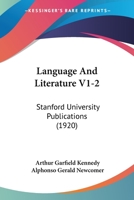 Language And Literature V1-2: Stanford University Publications 1167244249 Book Cover