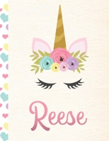 Reese: Personalized Unicorn Primary Story Journal For Girls With Pink Name | Half Ruled Dotted Midline and Blank Picture Space | Kindergarten to Early ... | Grades K-2 Composition School Exercise Book 1694146804 Book Cover