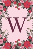 W: Name Monogram Initial W Pink Floral 6x9 Dot Bullet Notebook/Journal Gift Idea For Girls, Women, School, College and Work 1695738470 Book Cover