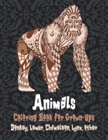 Animals - Coloring Book for Grown-Ups - Donkey, Lemur, Chameleon, Lynx, other B08BDZ2BJ6 Book Cover