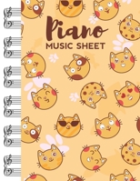 Piano Music Sheet: Blank Manuscript Paper with Cute Cat Emotions Themed 1695940326 Book Cover