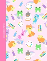 Carnet de note: Journal Ligné format a4 | cahier de 110 pages - livre broché rose, couverture animaux multicolors : hibou, renard, grenouille, lapin, ours, hérisson... (French Edition) 1671628985 Book Cover